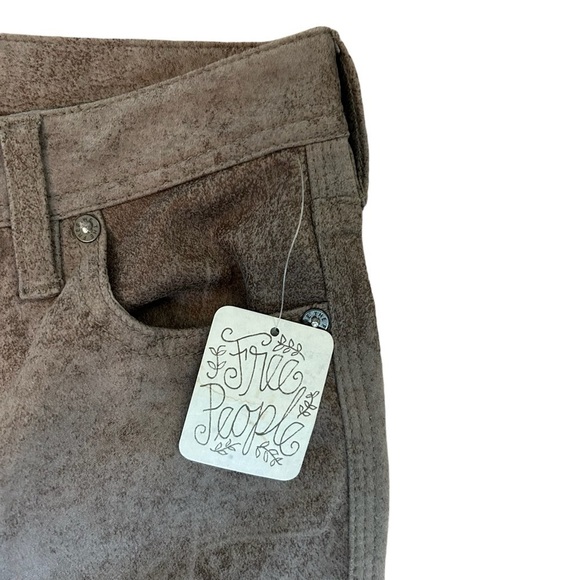 We The Free Free People Gray Tone Faux Suede Look Straight Leg Pant NWT Sz. 25 - Picture 6 of 15